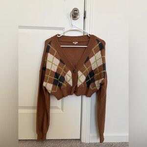 garage brown sweater cropped